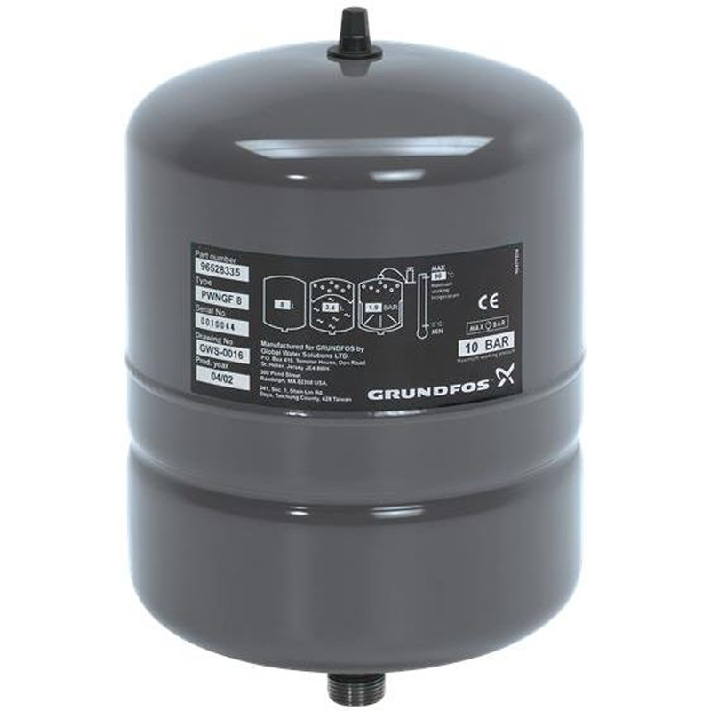 Grundfos GTH 8 Litre Vertical Expansion Vessel 10 Bar Complete