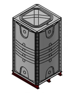 2000 Litre GRP Sectional Water Tank with Internally Flanged Base (IFB) - 1X1X2