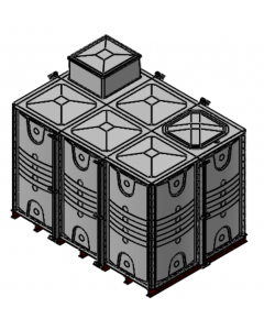 12000 Litre GRP Sectional Water Tank with Internally Flanged Base (IFB) - 3X2X2