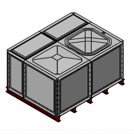 3000 Litre GRP Sectional Water Tank with Internally Flanged Base (IFB) - 2X1.5X1