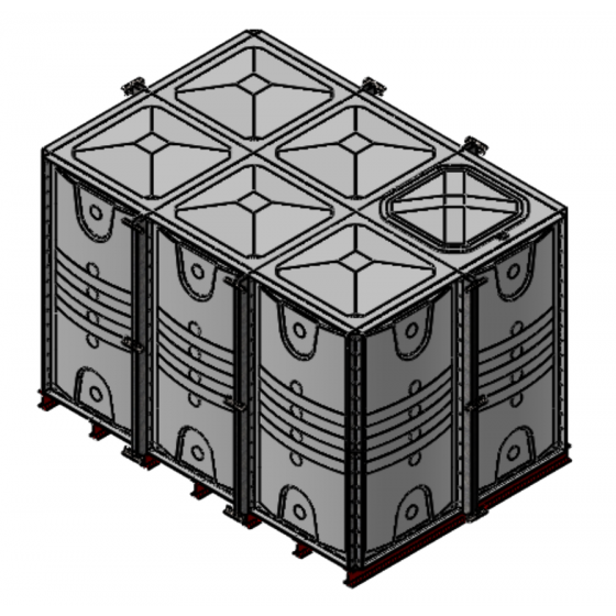 12000 Litre GRP Sectional Water Tank with Internally Flanged Base (IFB) - 3X2X2