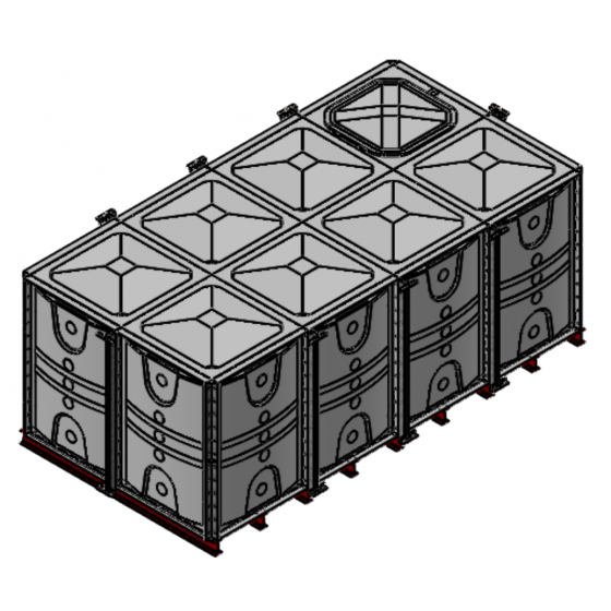 12000 Litre GRP Sectional Water Tank with Internally Flanged Base (IFB) - 4X2X1.5