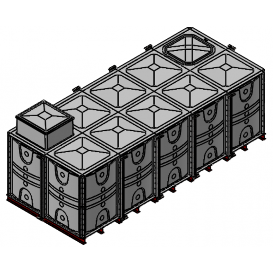 15000 Litre GRP Sectional Water Tank with Internally Flanged Base (IFB) - 5X2X1.5