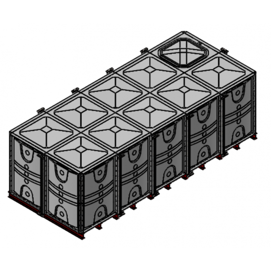 15000 Litre GRP Sectional Water Tank with Internally Flanged Base (IFB) - 5X2X1.5