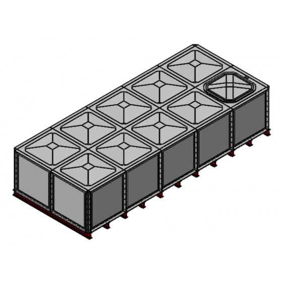 10000 Litre GRP Sectional Water Tank with Internally Flanged Base (IFB) - 5X2X1